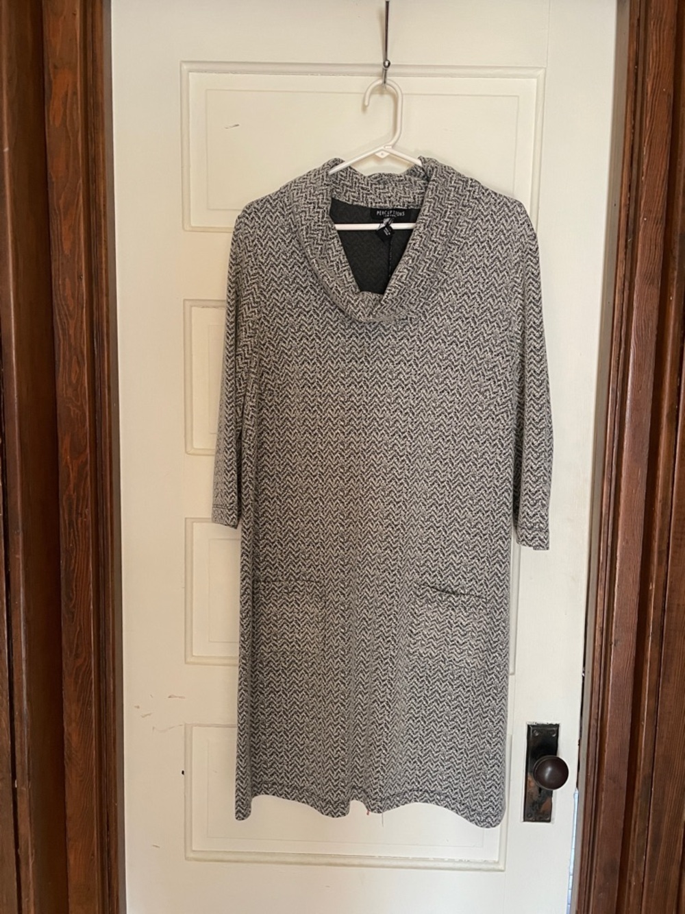 Apt. 9 Gray Chevron Cowl-Neck Midi Dress